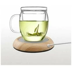 USB Coffee Mug Heater Coaster, Insulation For Desktop Drink And Tea Cup, Waterproof Glass Heater Panel For Office And Home (Light Wood Grain) -Kitchen Appliances Discounts 100159009 4