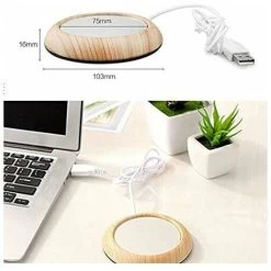 USB Coffee Mug Heater Coaster, Insulation For Desktop Drink And Tea Cup, Waterproof Glass Heater Panel For Office And Home (Light Wood Grain) -Kitchen Appliances Discounts 100159009 5