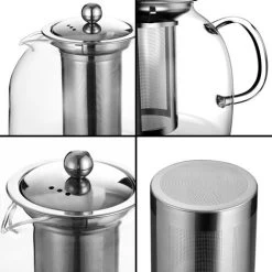 Monzana Teapot With Sieve Insert 1,5l Tea Maker Made Of Borosilicate Glass Stainless Steel Lid Dishwasher-Safe Heat-Resistant -Kitchen Appliances Discounts 25899130 3
