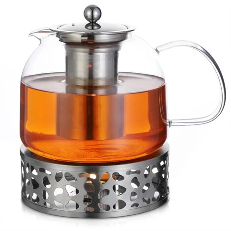 Monzana Teapot With Warmer And Sieve Insert 1,5l Tea Maker Made Of Borosilicate Glass Stainless Steel Lid Dishwasher-Safe 4 Monzana Teapot With Warmer And Sieve Insert 1,5l Tea Maker Made Of Borosilicate Glass Stainless Steel Lid Dishwasher-Safe - Image 2