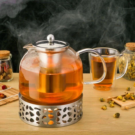 Monzana Teapot With Warmer And Sieve Insert 1,5l Tea Maker Made Of Borosilicate Glass Stainless Steel Lid Dishwasher-Safe 5 Monzana Teapot With Warmer And Sieve Insert 1,5l Tea Maker Made Of Borosilicate Glass Stainless Steel Lid Dishwasher-Safe - Image 3