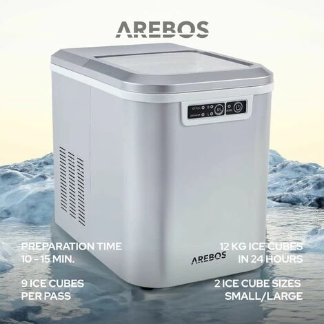 AREBOS Ice Cube Machine 2,2L Icemaker Ice Cube Maker Ice Machine 12kg/24h 7 AREBOS Ice Cube Machine 2,2L Icemaker Ice Cube Maker Ice Machine 12kg/24h - Image 5