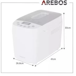 AREBOS Bread Maker 1500g With 15 Programs 2 Dough Hooks Timer LCD Display 3 Browning Degrees And Bread Sizes 850 W White -Kitchen Appliances Discounts 28598327 5