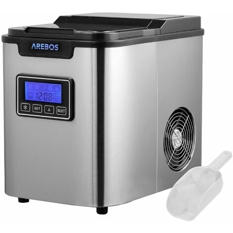 AREBOS Ice Cube Maker 12 Kg / 24 H 10-15 Minutes Production Time 3 Ice Cube Sizes 3 AREBOS Ice Cube Maker 12 Kg / 24 H 10-15 Minutes Production Time 3 Ice Cube Sizes