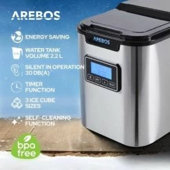 AREBOS Ice Cube Maker 12 Kg / 24 H 10-15 Minutes Production Time 3 Ice Cube Sizes 9 AREBOS Ice Cube Maker 12 Kg / 24 H 10-15 Minutes Production Time 3 Ice Cube Sizes -Kitchen Appliances Discounts 28598421 3