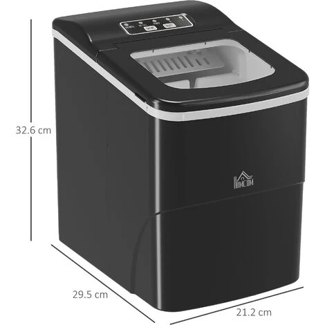 HOMCOM Ice Maker 12kg/24H Production With Scoop Basket For Home Office Black 4 HOMCOM Ice Maker 12kg/24H Production With Scoop Basket For Home Office Black - Image 2