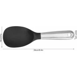 LITZEE Silicone Stainless Steel Rice Serving Spoon With Hanging Hole Non-stick Kitchen Tool Black And Silver -Kitchen Appliances Discounts 42690690 2