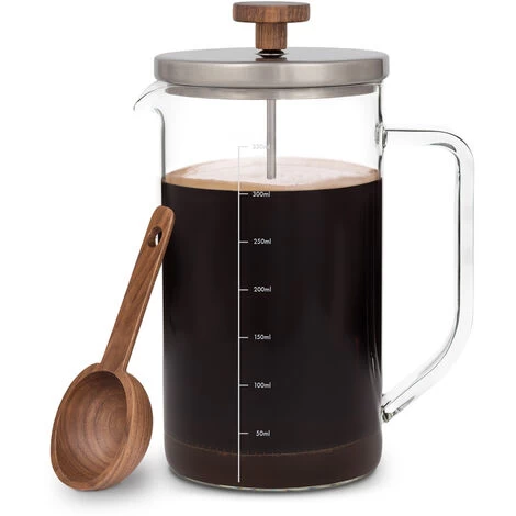 Klarstein Glaswerk Ristretto, French Press, 0.35 Litre, Borosilicate Glass, Stainless Steel, Walnut Wood 3 Klarstein Glaswerk Ristretto, French Press, 0.35 Litre, Borosilicate Glass, Stainless Steel, Walnut Wood