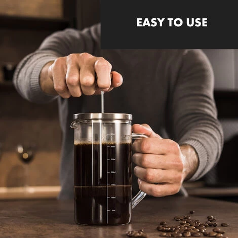 Klarstein Glaswerk Ristretto, French Press, 0.35 Litre, Borosilicate Glass, Stainless Steel, Walnut Wood 5 Klarstein Glaswerk Ristretto, French Press, 0.35 Litre, Borosilicate Glass, Stainless Steel, Walnut Wood - Image 3