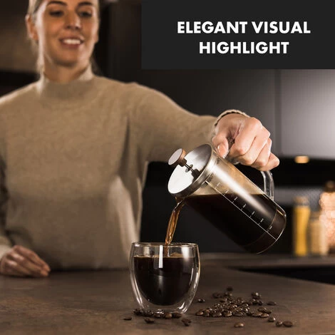 Klarstein Glaswerk Ristretto, French Press, 0.35 Litre, Borosilicate Glass, Stainless Steel, Walnut Wood 6 Klarstein Glaswerk Ristretto, French Press, 0.35 Litre, Borosilicate Glass, Stainless Steel, Walnut Wood - Image 4