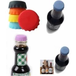 LITZEE 6pcs Silicone Crown Caps, Bottle Stopper, Eco-friendly Silicone Stopper, Reusable Beer Stopper Random Colour -Kitchen Appliances Discounts 42949182 4