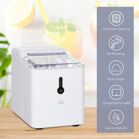 HOMCOM 12kg Ice Maker Machine Counter Top Home Drink Equipment W/ Basket White 6 HOMCOM 12kg Ice Maker Machine Counter Top Home Drink Equipment W/ Basket White - Image 4
