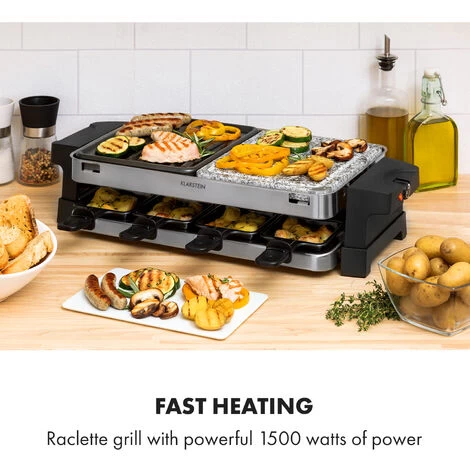 Klarstein Sirloin Raclette 1500W Aluminum / Stone 8 People LED 4 Klarstein Sirloin Raclette 1500W Aluminum / Stone 8 People LED - Image 2
