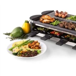 Klarstein Tenderloin 50/50 Raclette Grill 1200W 8 Persons Natural Stone -Kitchen Appliances Discounts 46531497 5