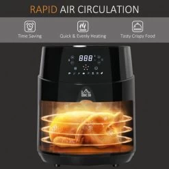 HOMCOM Air Fryer 1500W 4.5L With Digital Display Timer For Low Fat Cooking -Kitchen Appliances Discounts 50241257 5