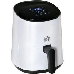 HOMCOM Air Fryer 1300W 2.5L With Digital Display Timer For Low Fat Cooking White