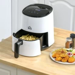 HOMCOM Air Fryer 1300W 2.5L With Digital Display Timer For Low Fat Cooking White -Kitchen Appliances Discounts 50316106 3