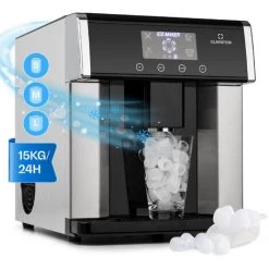 Klarstein Eiszeit Ice Cube Machine Stainless Steel 3 Ice Cube Sizes Silver