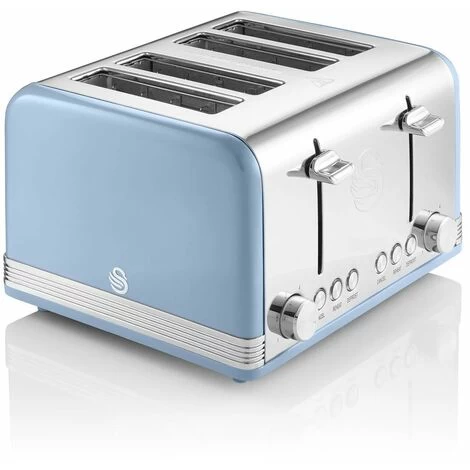 Swan 4 Slice Retro Blue Toaster 3 Swan 4 Slice Retro Blue Toaster