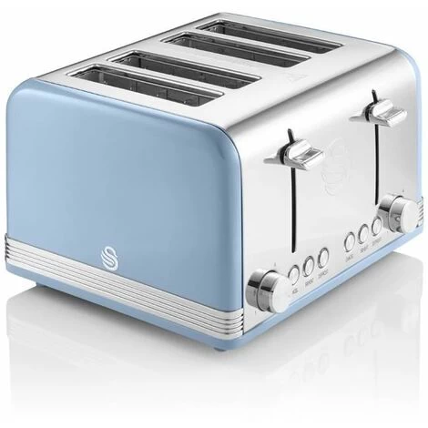 Swan 4 Slice Retro Blue Toaster 4 Swan 4 Slice Retro Blue Toaster - Image 2