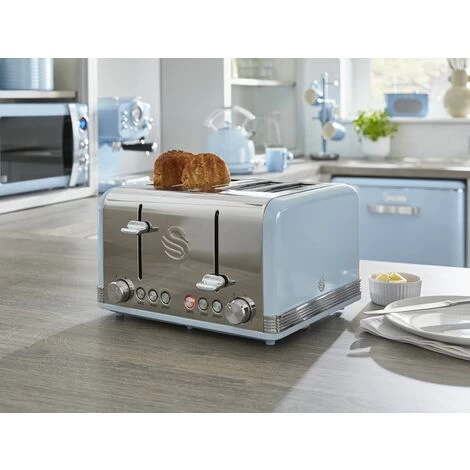 Swan 4 Slice Retro Blue Toaster 5 Swan 4 Slice Retro Blue Toaster - Image 3