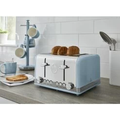 Swan 4 Slice Retro Blue Toaster 10 Swan 4 Slice Retro Blue Toaster -Kitchen Appliances Discounts 53434755 4