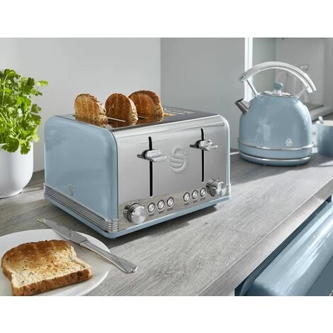Swan 4 Slice Retro Blue Toaster 7 Swan 4 Slice Retro Blue Toaster - Image 5