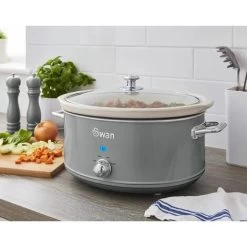 Swan 6.5L Slow Cooker Retro Grey -Kitchen Appliances Discounts 54674150 5