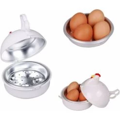Egg Cooker, Microwave Hardboiled Egg Maker, 4 Eggs Egg Boiler Poacher Electric Cooker With Steamer Attachment Chicken Shape Egg Poacher For Home Kitchen -Kitchen Appliances Discounts 54897022 2