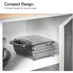 VonShef Waffle Maker, Dual Belgian Waffle Easy Clean Non-Stick Coated Plates & Automatic Temperature Control, Compact Stainless Steel Design – 1000W -Kitchen Appliances Discounts 54924479 5