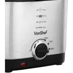 VonShef Deep Fat Fryer- Stainless Steel 1.5L Fryer With Easy To Use Adjustable Temperature Control, Indicator Lights, Observation Window, Non-Stick Removable Basket For Easy Clean & Non-Slip Feet -Kitchen Appliances Discounts 54924524 4