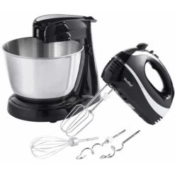 VonShef 2 In 1 Twin Hand And Stand Mixer 300W With Detachable Mixing Function, Non Slip Feet, 5 Speeds, Eject & Turbo Button - Includes 3.5L Capacity Bowl, 2X Beaters, 2X Dough Hooks & Balloon Whisk -Kitchen Appliances Discounts 54924550 3