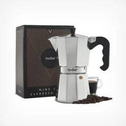 VonShef 9 Cup/450ml Italian Espresso Coffee Maker Moka Stove Top Macchinetta Includes A Replacement Gasket And Filter