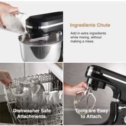 VonShef Black Food Mixer - Electric 8 Speed 1000W Stand Mixer, 4.5L Stainless Steel Mixing Bowl, Beater, Dough Hook & Balloon Whisk For Baking -Kitchen Appliances Discounts 54924574 4