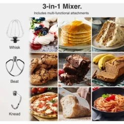 VonShef Black Food Mixer - Electric 8 Speed 1000W Stand Mixer, 4.5L Stainless Steel Mixing Bowl, Beater, Dough Hook & Balloon Whisk For Baking -Kitchen Appliances Discounts 54924574 5