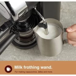 VonShef 4 Bar Espresso Machine - Black Coffee Maker With 4 Cup Capacity, Removable Easy Clean Drip Tray, Stainless Steel Filter, Control Dial & Milk Frothing For Espressos, Cappuccinos & Lattes - 800W -Kitchen Appliances Discounts 54924687 4