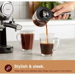 VonShef 4 Bar Espresso Machine - Black Coffee Maker With 4 Cup Capacity, Removable Easy Clean Drip Tray, Stainless Steel Filter, Control Dial & Milk Frothing For Espressos, Cappuccinos & Lattes - 800W -Kitchen Appliances Discounts 54924687 5