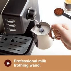 VonShef Espresso Machine, 15 Bar Pressure Pump – Barista Coffee Maker With Milk Frother For Latte, Cappuccino, Americano, Flat White And More – Black/Silver 9 VonShef Espresso Machine, 15 Bar Pressure Pump – Barista Coffee Maker With Milk Frother For Latte, Cappuccino, Americano, Flat White And More – Black/Silver -Kitchen Appliances Discounts 54924817 3