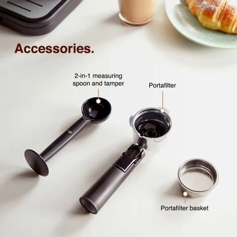 VonShef Espresso Machine, 15 Bar Pressure Pump – Barista Coffee Maker With Milk Frother For Latte, Cappuccino, Americano, Flat White And More – Black/Silver 7 VonShef Espresso Machine, 15 Bar Pressure Pump – Barista Coffee Maker With Milk Frother For Latte, Cappuccino, Americano, Flat White And More – Black/Silver - Image 5