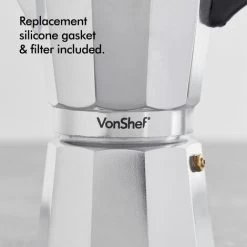 VonShef 6 Cup/300ml Italian Espresso Coffee Maker Moka Stove Top Macchinetta Includes A Replacement Gasket And Filter -Kitchen Appliances Discounts 54924887 5