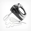 VonShef Professional 300W Hand Mixer, Black, Includes Chrome Beaters, Dough Hooks, Balloon Whisk + 5 Speed With Turbo Button
