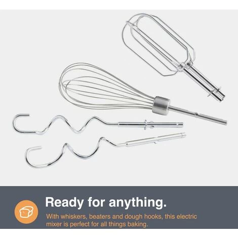 VonShef Professional 300W Hand Mixer, Black, Includes Chrome Beaters, Dough Hooks, Balloon Whisk + 5 Speed With Turbo Button 7 VonShef Professional 300W Hand Mixer, Black, Includes Chrome Beaters, Dough Hooks, Balloon Whisk + 5 Speed With Turbo Button - Image 5