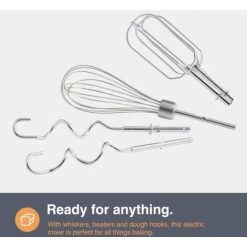 VonShef Professional 300W Hand Mixer, Red, Includes Chrome Beaters, Dough Hooks, Balloon Whisk + 5 Speed With Turbo Button -Kitchen Appliances Discounts 54925029 3