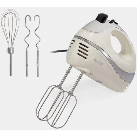 VonShef Professional 300W Hand Mixer, Cream, Includes Chrome Beaters, Dough Hooks, Balloon Whisk + 5 Speed With Turbo Button 3 VonShef Professional 300W Hand Mixer, Cream, Includes Chrome Beaters, Dough Hooks, Balloon Whisk + 5 Speed With Turbo Button