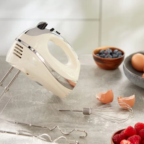VonShef Professional 300W Hand Mixer, Cream, Includes Chrome Beaters, Dough Hooks, Balloon Whisk + 5 Speed With Turbo Button 6 VonShef Professional 300W Hand Mixer, Cream, Includes Chrome Beaters, Dough Hooks, Balloon Whisk + 5 Speed With Turbo Button - Image 4