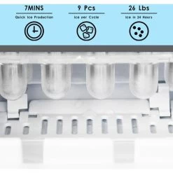 NICEME Electric Automatic Ice Maker Countertop 26 Pounds Portable Electric Ice Maker Machine With Ice Scoop And Basket Dining Room Kitchen Red -Kitchen Appliances Discounts 55657218 3