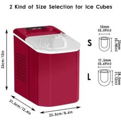 NICEME Electric Automatic Ice Maker Countertop 26 Pounds Portable Electric Ice Maker Machine With Ice Scoop And Basket Dining Room Kitchen Red -Kitchen Appliances Discounts 55657218 5