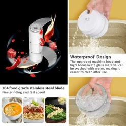 Mini Electric Chopper, Food Chopper Vegetable Chopper Processor With 300ML Glass Bowl, Electric Meat -Kitchen Appliances Discounts 58422907 3