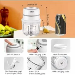 Mini Electric Chopper, Food Chopper Vegetable Chopper Processor With 300ML Glass Bowl, Electric Meat -Kitchen Appliances Discounts 58422907 4
