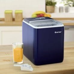 2.6L Portable Ice Machine W/ Ice Yield 20kg Per Day 8.5 Mins Per Cycle Self-Cleaning Home Bar Office Blue -Kitchen Appliances Discounts 58681513 3